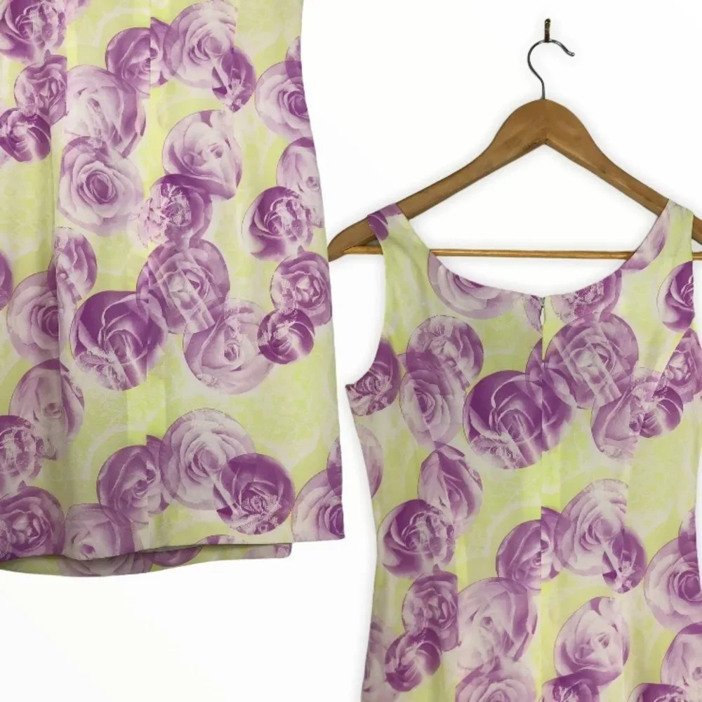 Escada Rose Sleeveless Dress and Sheer Wrap Jacket Set Floral Print - Picture 8 of 16